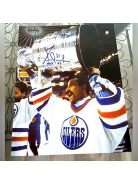 Grant Fuhr Edmonton Oilers Signed Autograph 8x10 Hockey Photo With COA